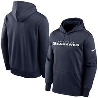 Men's Nike College Navy Seattle Seahawks Fan Gear Wordmark Performance Pullover Hoodie