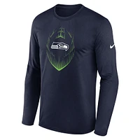 T-shirt Nike à manches longues bleu marine universitaire pour homme, Icon Legend Performance des Seattle Seahawks
