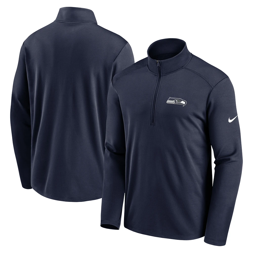 Men's Nike College Navy Seattle Seahawks Pacer Half-Zip Pullover