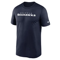 T-shirt Nike College Navy Seattle Seahawks Primetime Legend Wordmark Performance pour homme