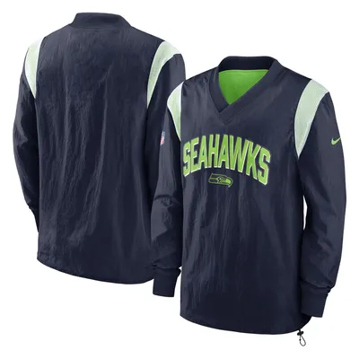 Seattle Seahawks Nike Sideline Athletic Stack V-Neck Pullover Windshirt Jacket - College Navy