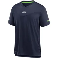 T-shirt à encolure en V Performance des entraîneurs de la ligne touche Seattle Seahawks pour homme, bleu marine universitaire Nike