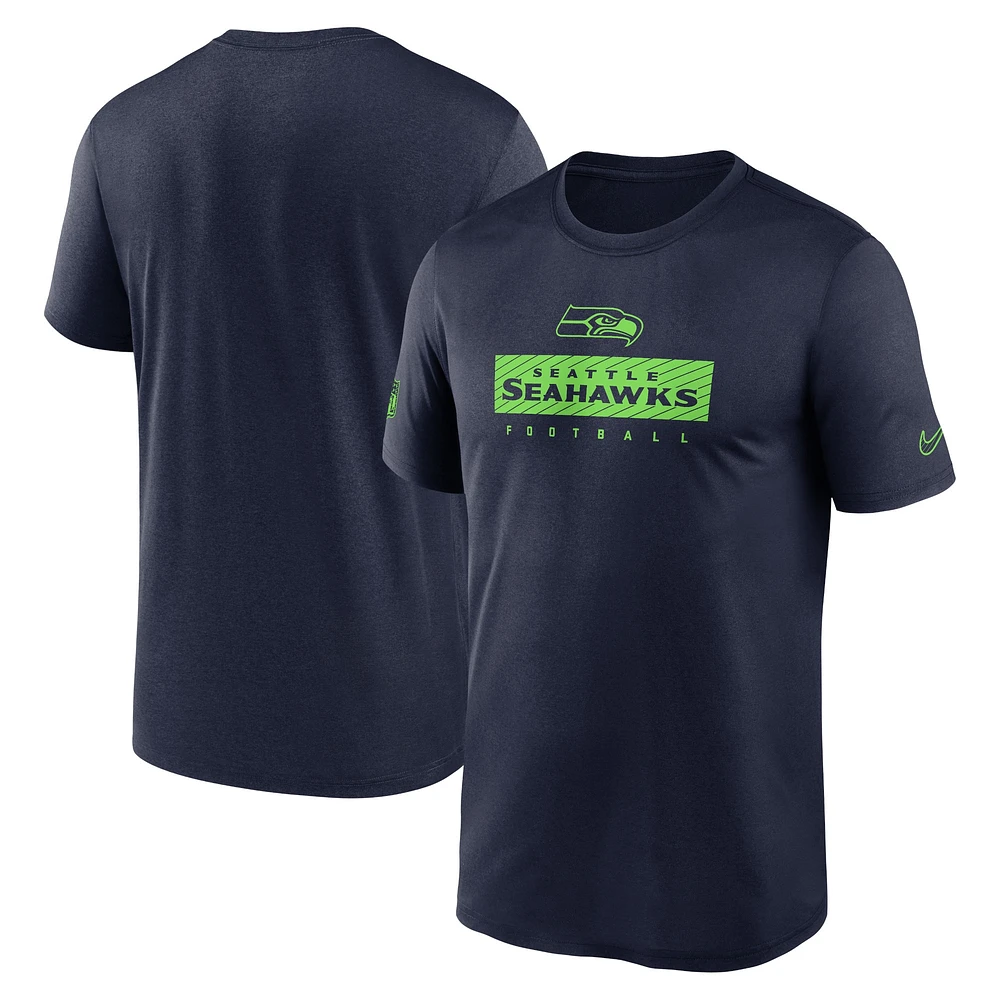 T-shirt Nike College Navy Seattle Seahawks Sideline Legend Performance pour homme