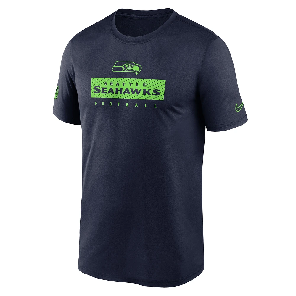 T-shirt Nike College Navy Seattle Seahawks Sideline Legend Performance pour homme