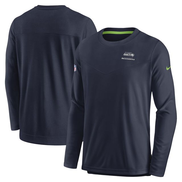 T-shirt à manches longues pour homme Nike College Navy Seattle Seahawks Sideline Lockup Performance