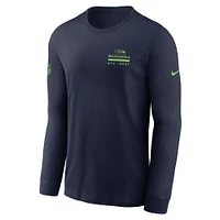 Men's Nike College Navy Seattle Seahawks Sideline Performance Long Sleeve T-Shirt