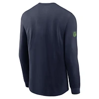 Men's Nike College Navy Seattle Seahawks Sideline Performance Long Sleeve T-Shirt
