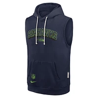 Men's Nike College Navy Seattle Seahawks Sideline Performance Sleeveless Pullover Hoodie