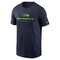 T-shirt pour homme Nike College Navy Seattle Seahawks Sideline Performance