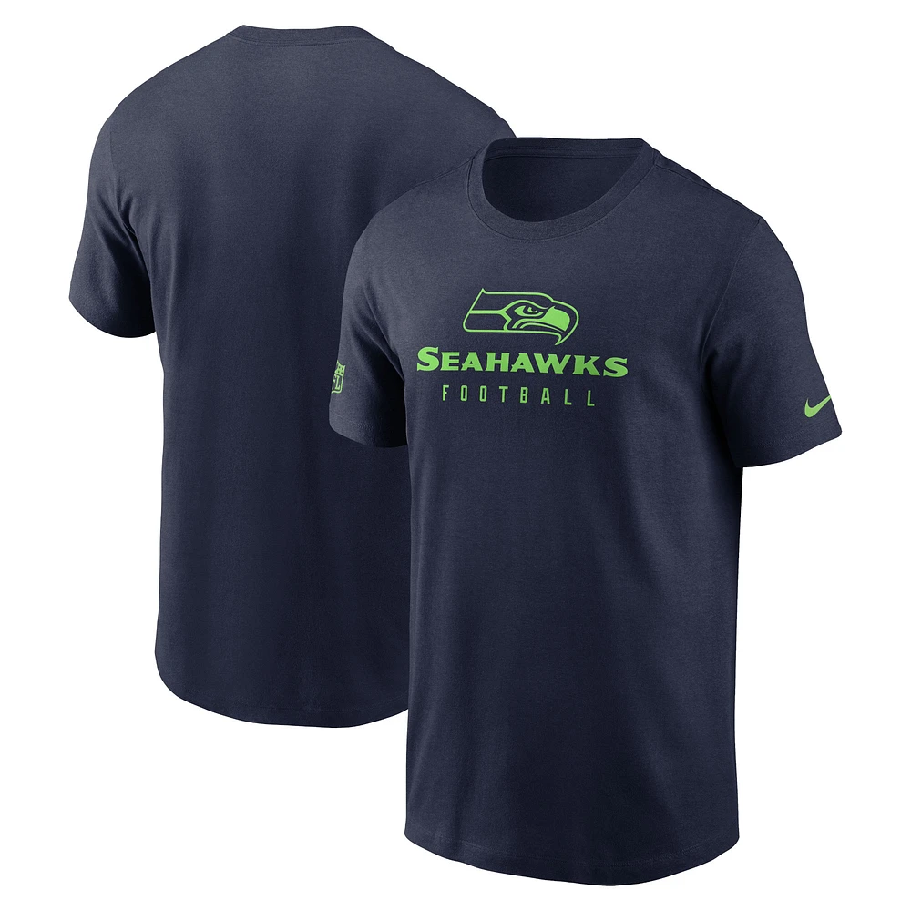 T-shirt pour homme Nike College Navy Seattle Seahawks Sideline Performance