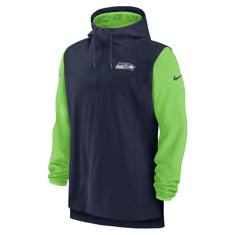 Men's Nike College Navy Seattle Seahawks Sideline Player Quarter-Zip Hoodie Jacket