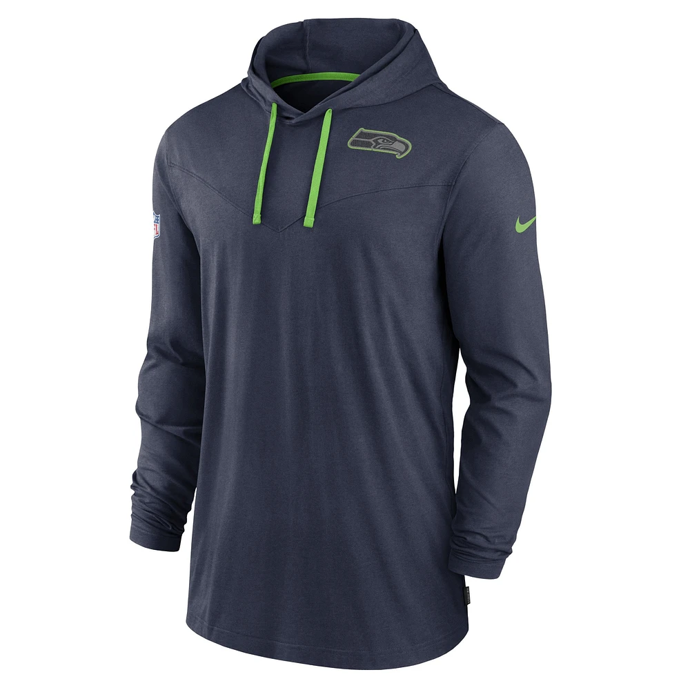 Men's Nike College Navy Seattle Seahawks Sideline Pop Performance Pullover Long Sleeve Hoodie T-Shirt