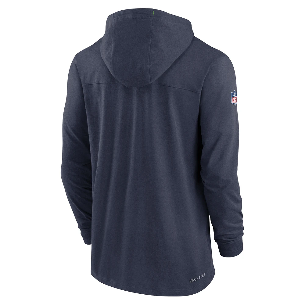 Men's Nike College Navy Seattle Seahawks Sideline Pop Performance Pullover Long Sleeve Hoodie T-Shirt