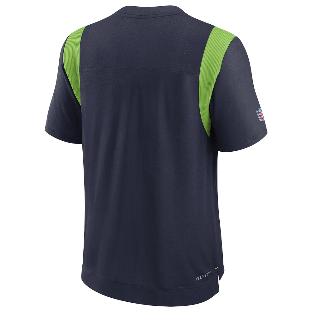 T-shirt Nike College Navy Seattle Seahawks Sideline Tonal Logo Performance Player pour homme