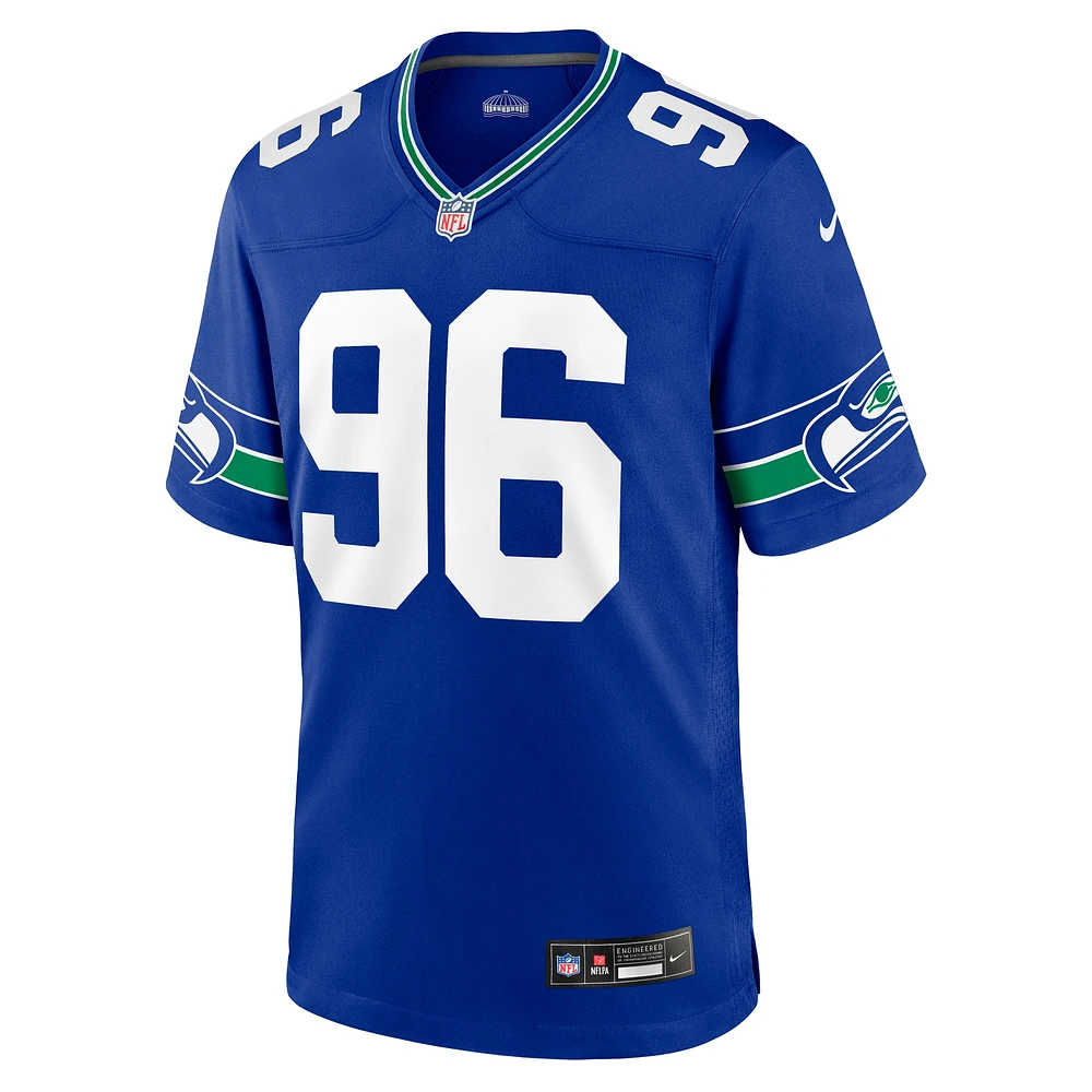 Nike Cortez Kennedy Royal Seattle Seahawks Throwback Joueur à la retraite Maillot de jeu pour homme