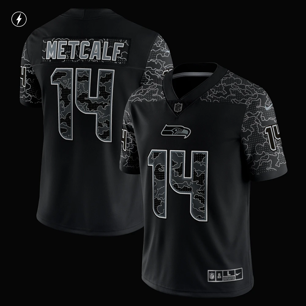 Men's Nike DK Metcalf Black Seattle Seahawks RFLCTV Limited Jersey