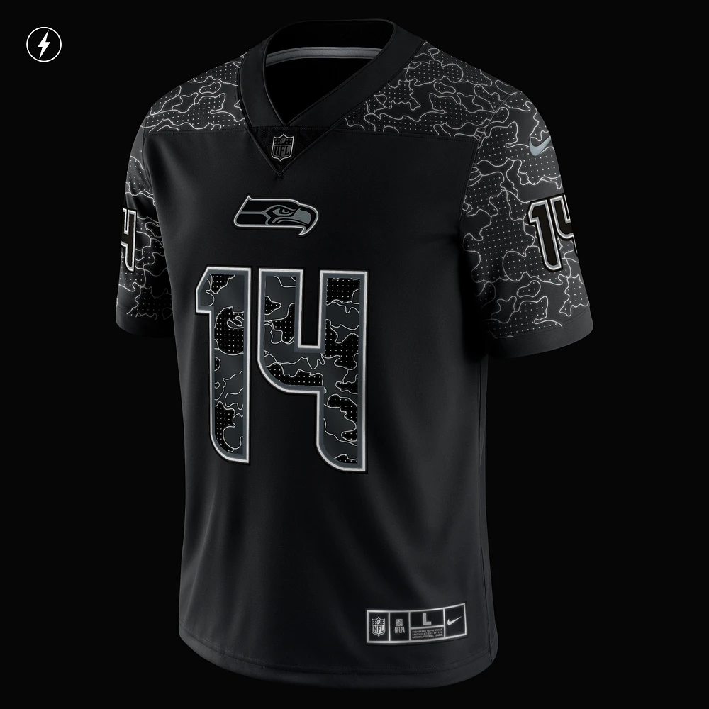 Men's Nike DK Metcalf Black Seattle Seahawks RFLCTV Limited Jersey