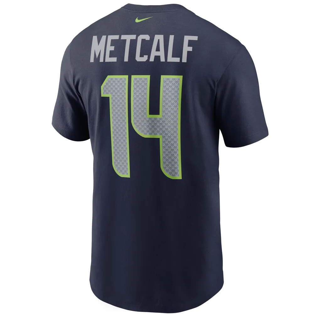 T-shirt avec nom et numéro Nike DK Metcalf College Navy pour hommes, Seattle Seahawks