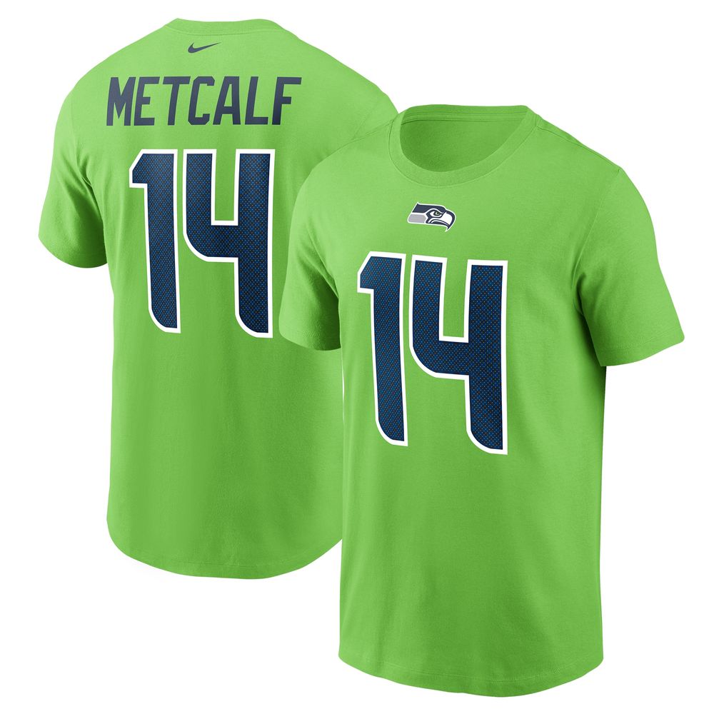 Men's Nike DK Metcalf Neon Green Seattle Seahawks Name & Number T-Shirt