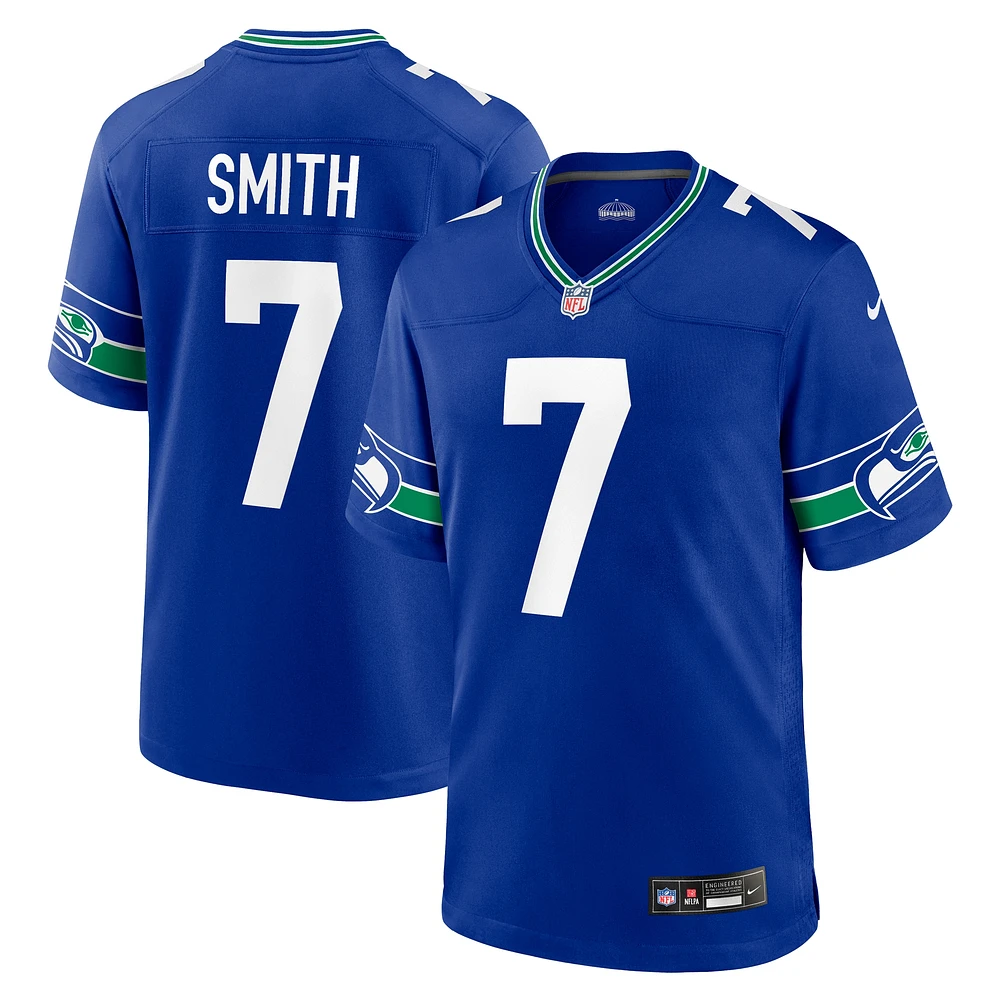 Maillot Nike Geno Smith Royal Seattle Seahawks Throwback Player Game pour homme