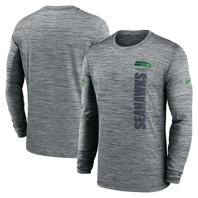 T-shirt à manches longues Nike gris Seattle Seahawks 2024 Sideline Velocity Performance pour homme