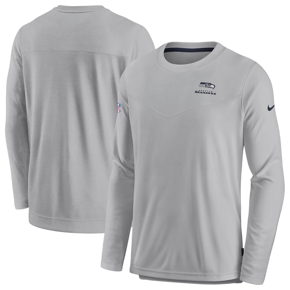 Men's Nike Gray Seattle Seahawks Sideline Lockup Performance Pullover Sweatshirt