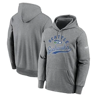 Men's Nike Heather Gray Seattle Seahawks Performance Fleece Pullover Hoodie