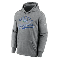 Men's Nike Heather Gray Seattle Seahawks Performance Fleece Pullover Hoodie