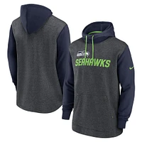 Men's Nike Heathered Charcoal/College Navy Seattle Seahawks Surrey Legacy Pullover Hoodie