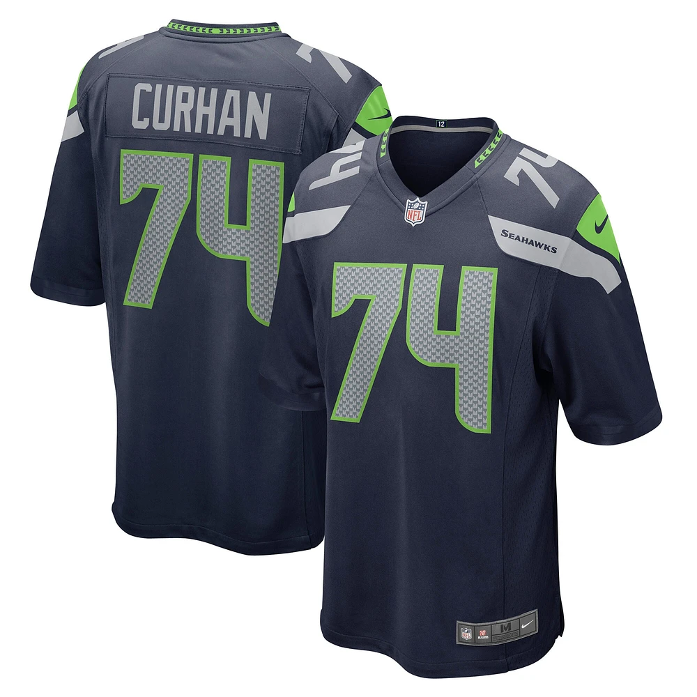 Maillot de match Nike Jake Curhan College Navy pour hommes des Seahawks Seattle