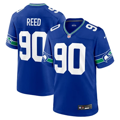 Men's Nike Jarran Reed Royal Seattle Seahawks Throwback Player Game Jersey