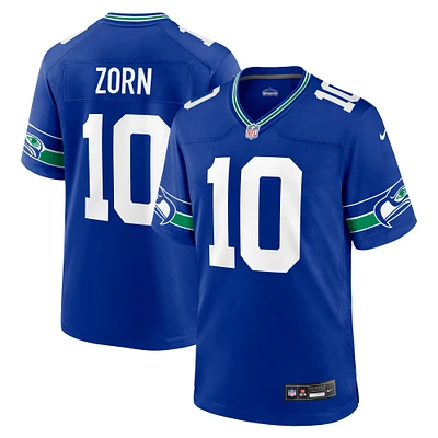 Nike Jim Zorn Royal Seattle Seahawks Throwback Joueur à la retraite Maillot de match pour homme