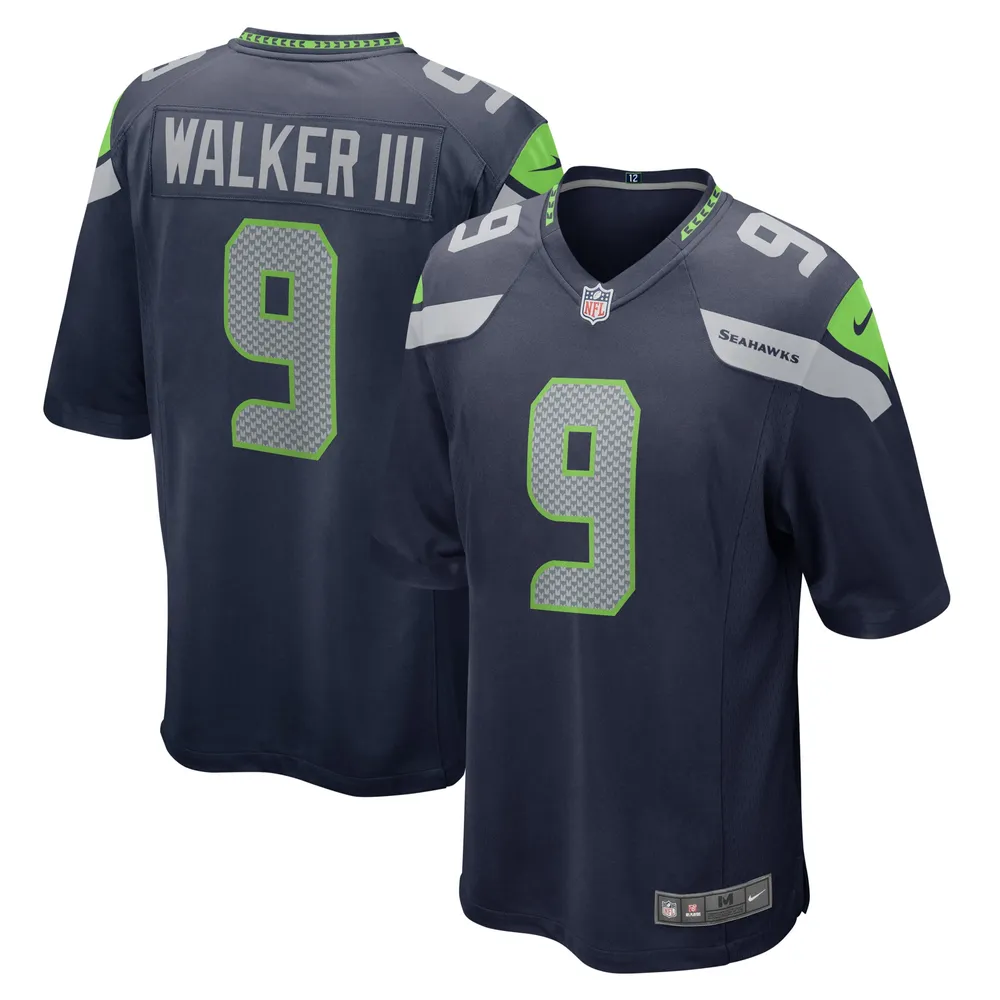 Maillot de match joueur Nike Kenneth Walker III des Seattle Seahawks pour homme, bleu marine