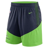 Short de performance pour homme Seattle Seahawks Sideline Primary Lockup Nike - Bleu marine/Vert fluo