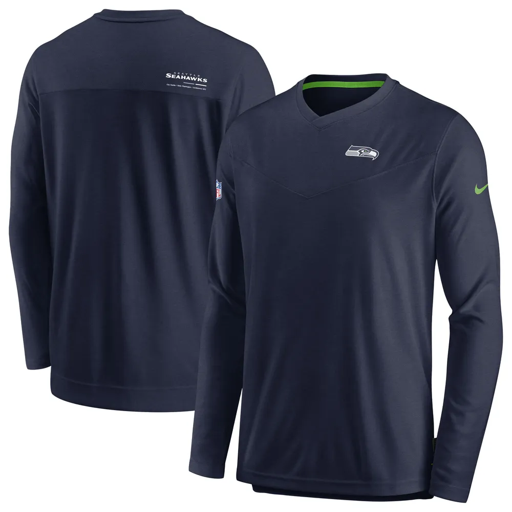 Lids Seattle Seahawks Nike Sideline Coach Chevron Lock Up Long Sleeve  V-Neck Performance T-Shirt