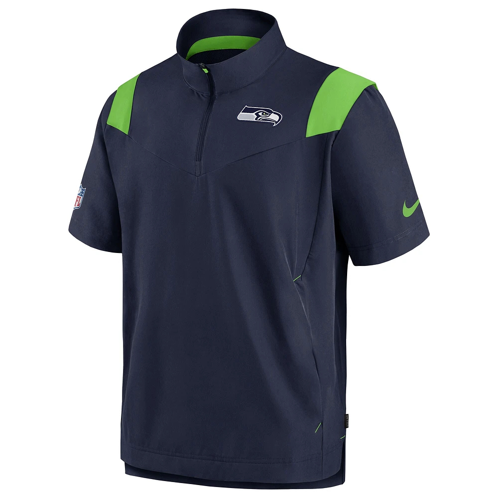 Men's Nike Navy Seattle Seahawks Sideline Coaches Chevron Lockup Pullover Top