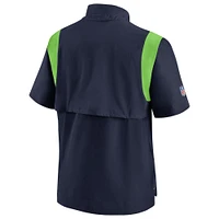Men's Nike Navy Seattle Seahawks Sideline Coaches Chevron Lockup Pullover Top