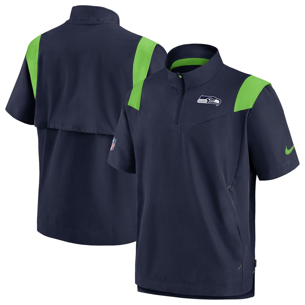 Men's Nike Navy Seattle Seahawks Sideline Coaches Chevron Lockup Pullover Top