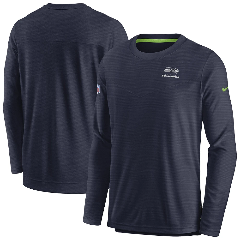 Sweat-shirt Nike bleu marine Seattle Seahawks Sideline Lockup Performance pour hommes