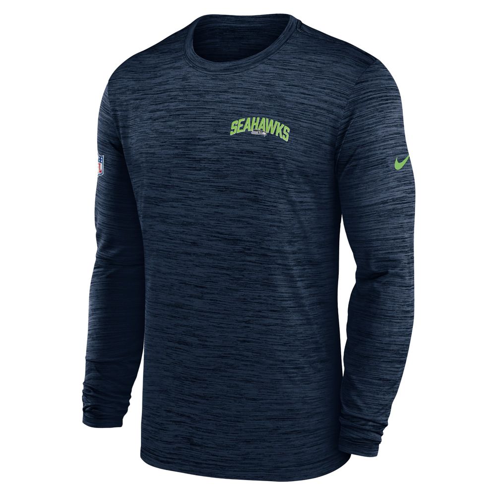 Nike Men's Dri-Fit Velocity Athletic Stack (NFL Seattle Seahawks) Long-Sleeve T-Shirt in Grey, Size: XL | NS1606F78-62Y