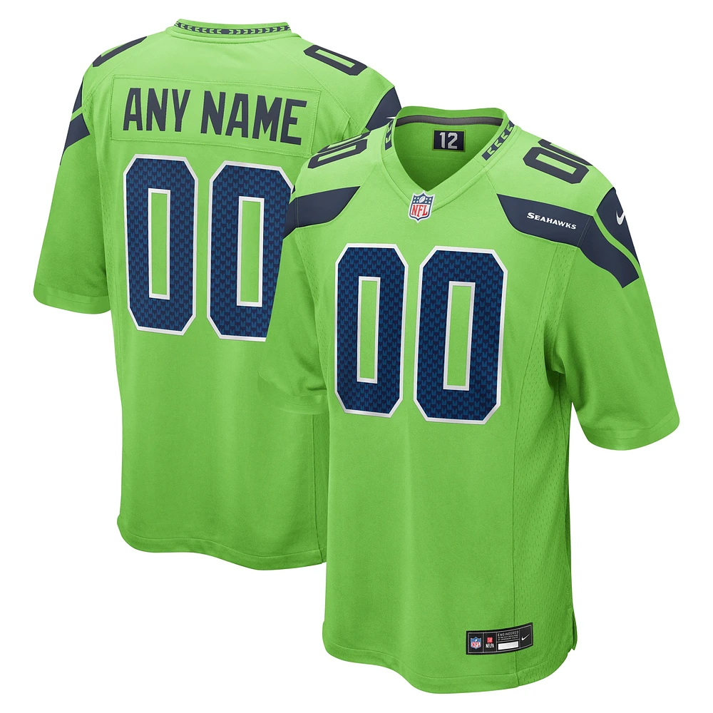 Men's Nike Neon Green Seattle Seahawks Alternate Custom Game Jersey