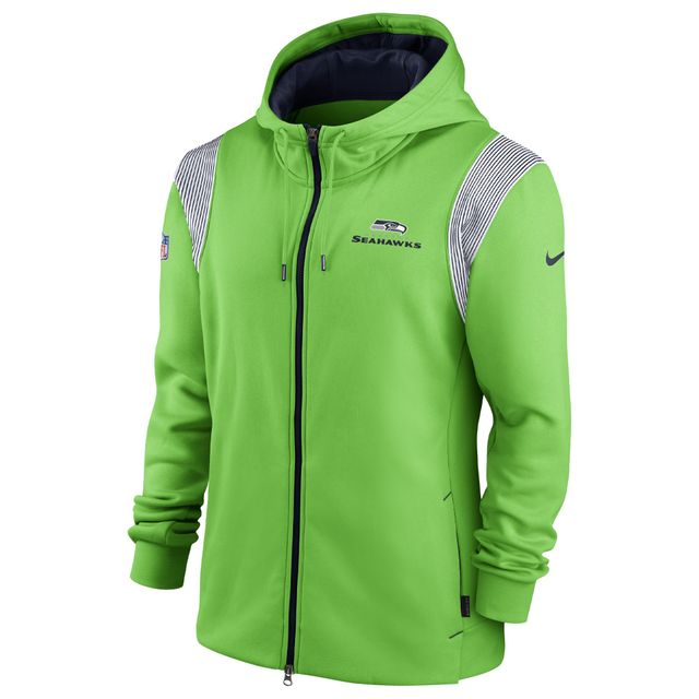 Sweat à capuche entièrement zippé Nike Seattle Seahawks Performance Sideline Lockup pour homme, vert fluo