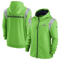 Men's Nike Neon Green Seattle Seahawks Performance Sideline Lockup Full-Zip Hoodie