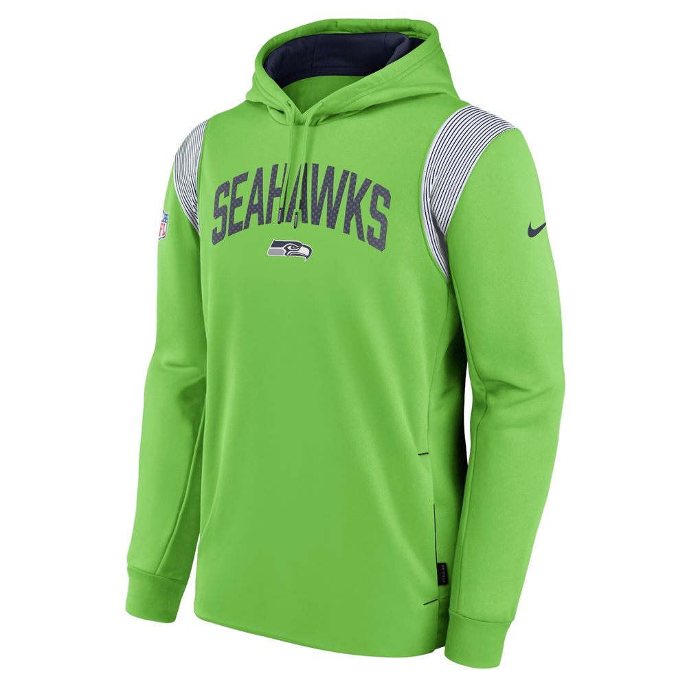 Men's Nike Neon Green Seattle Seahawks Sideline Athletic Stack Performance Pullover Hoodie