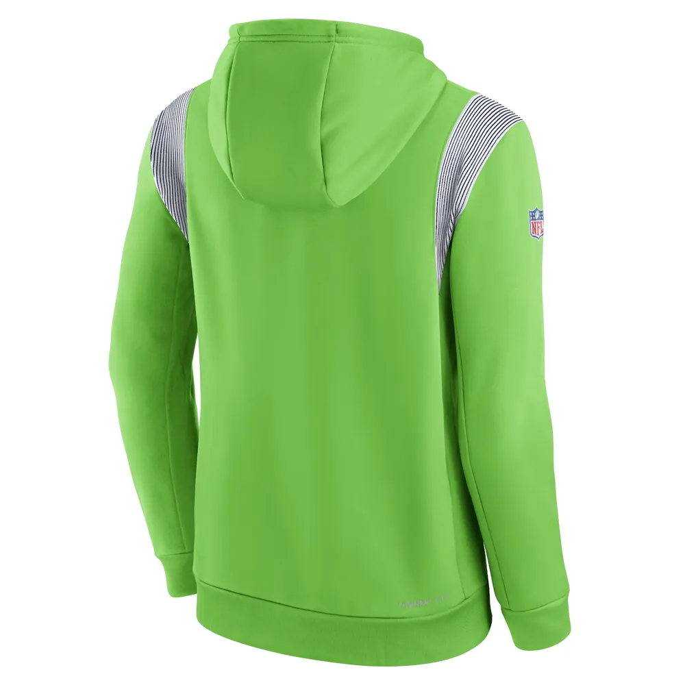 Sweat à capuche Nike Seattle Seahawks Sideline Athletic Stack Performance vert fluo pour homme