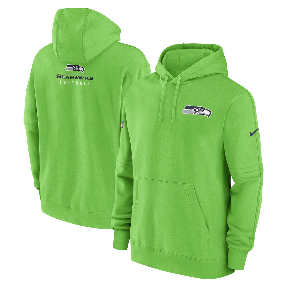 Sweat à capuche Nike Seattle Seahawks Sideline Club Fleece vert néon pour homme