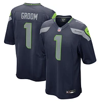 Men's Nike Number 1 Groom College Navy Seattle Seahawks Game Jersey