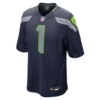 Men's Nike Number 1 Groom College Navy Seattle Seahawks Game Jersey