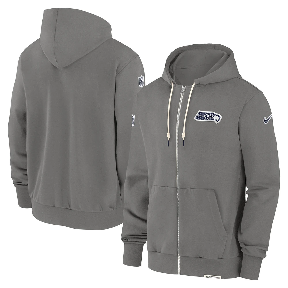 Men's Nike Pewter Seattle Seahawks Player Full-Zip Performance Hoodie
