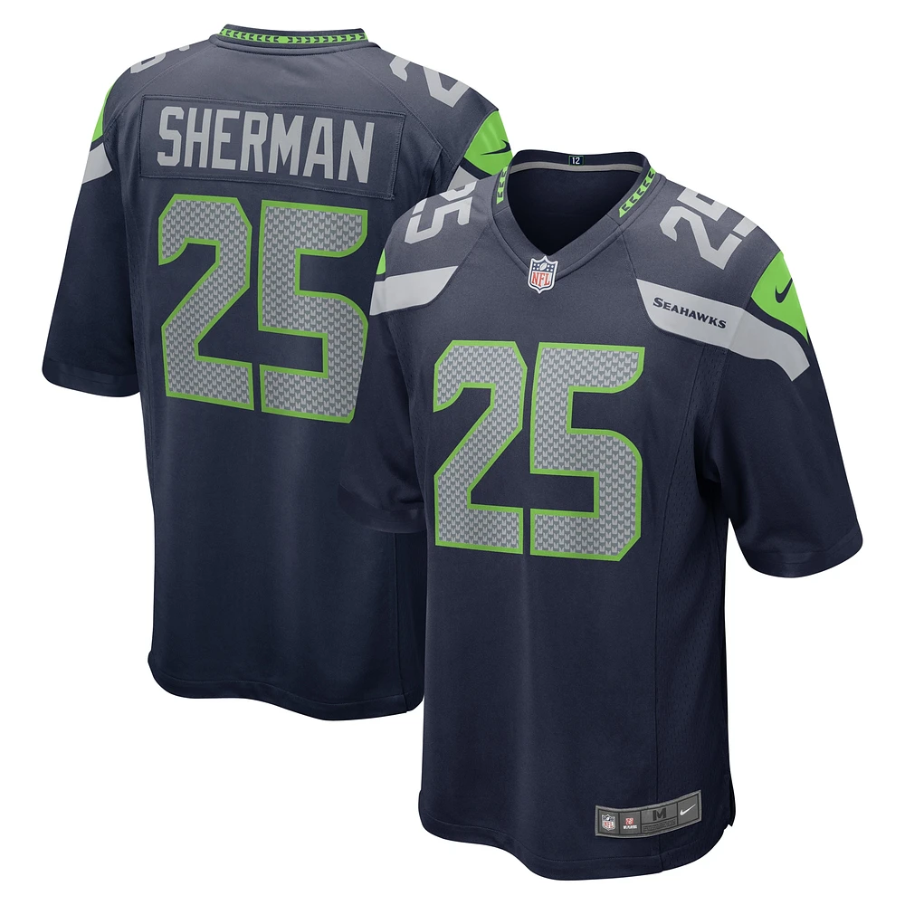 Maillot de match à la retraite des Seattle Seahawks Nike Richard Sherman College pour homme, bleu marine